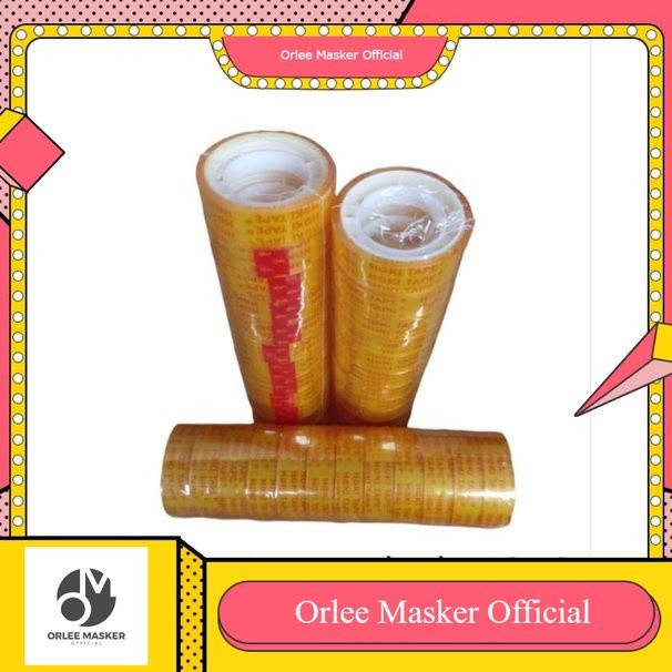 isolasi bening kecil HOKI TAPE 1 slop (12 roll) / isolasi stationary kecil / isolasi bening kecil / 