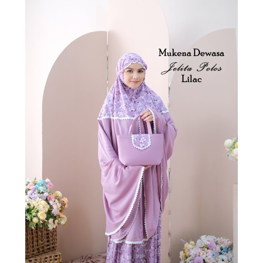 Mukena MUKENA DEWASA RAYON JELITA POLOS LILAC premium adem elegan katun terkini terbaru