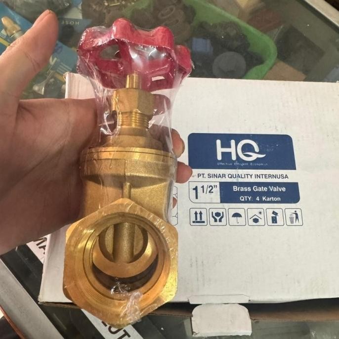 Ready Bukan Onda Gate Valve 1 1/2" Inch Hq Kuningan Stop Kran 1,5" Hq Gate Valve Brass