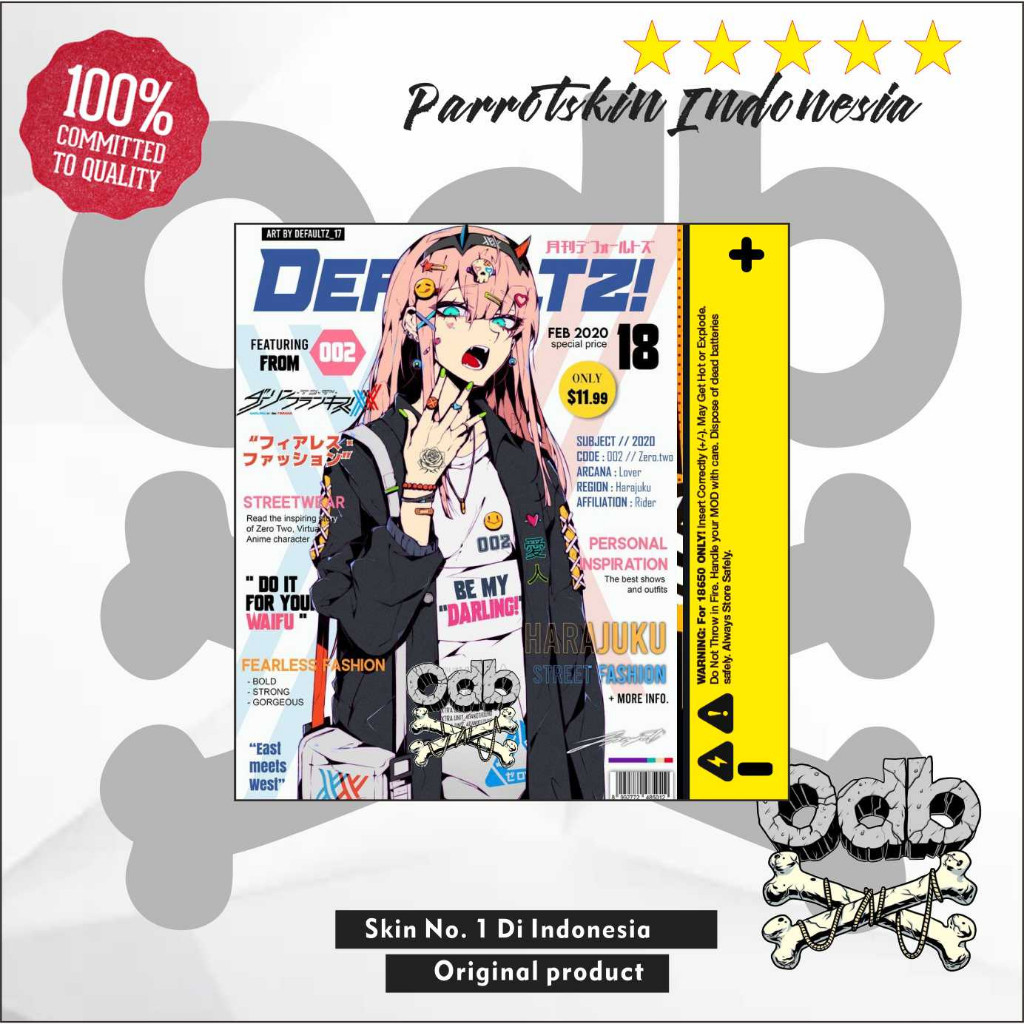 

Warp Baterai Stiker Wrap Odb Anime Mukay 18650 21700 Per Motif Majalah Power Casing/Case Stiker Skin Wrap CUSTOM - Premium Quality