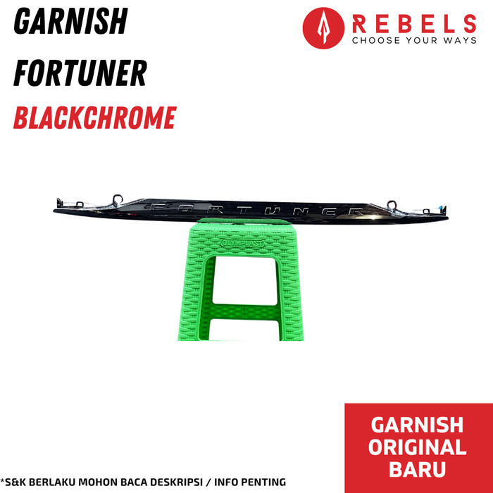 GARNISH TRUNKLID TOYOTA FORTUNER GR 2021 BLACK CHROME ORIGINAL PNP VRZ