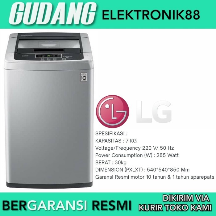 MESIN CUCI LG 1 TABUNG 7 KG T2107VSPCK TOP LOADING LG 7KG