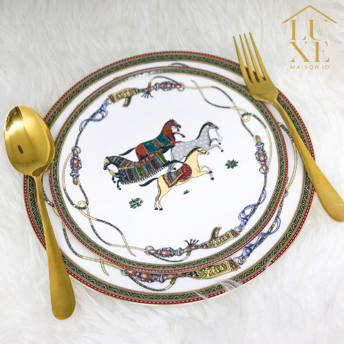 PIRING HERMES KERAMIK PLATES PORCELAIN MODERN DINNER PLATE