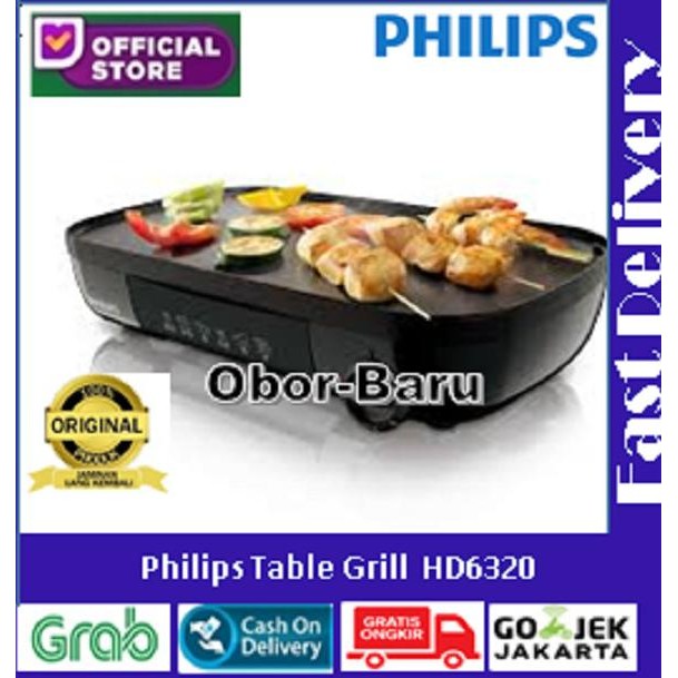 TABLE GRILL PHILIPS HD6320 ALAT PAN PANGGANG PEMANGGANG BBQ GRILL TAHUN BARU MODERN TERBARU ASLI 100