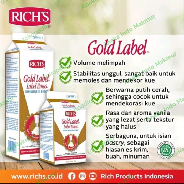 

Rich Gold Label Whip Whiping Cream 907Gr