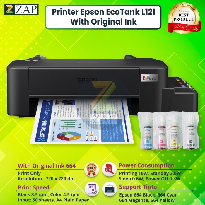 TERBARU - Printer Epson L121 A4 Ink Tank Printer Epson L121 L 121 l121 Garansi