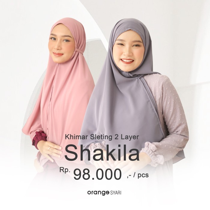 Khimar Zipper Sleting 2In1 Jumbo Syari 2 Layer Shakila Instan Hijab #Original