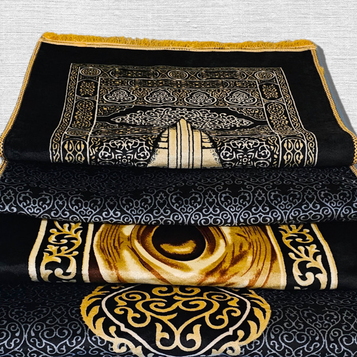 Sajadah Sajadah Tebal Turki Premium Kiswah Hitam Rumbai Jumbo - Random halus terlaris empuk terbaru 