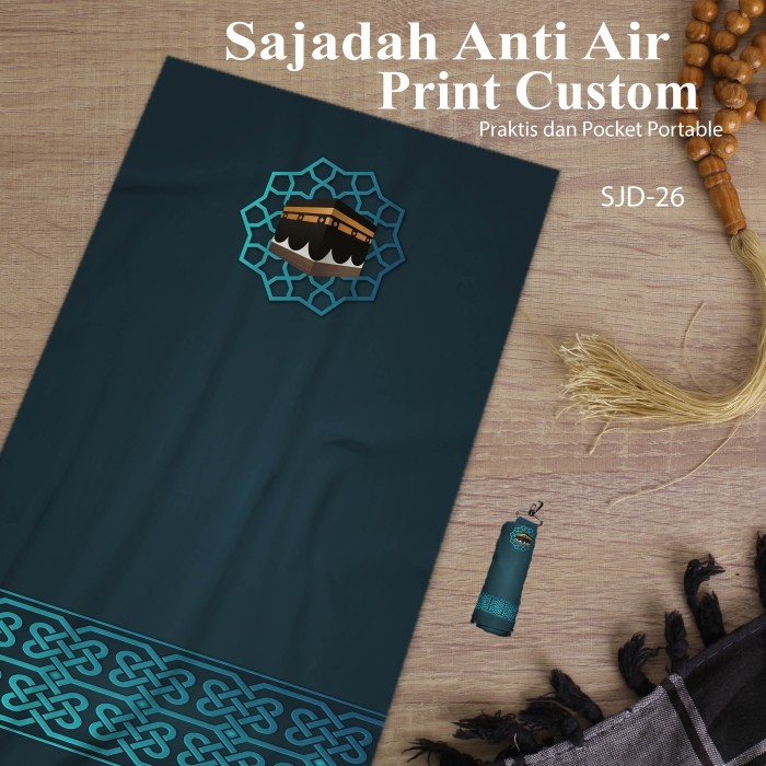 Sajadah Sejadah Traveling Premium Custom Nama Sajadah Travel Anti Air - SJD-26, Tanpa Antislip terba