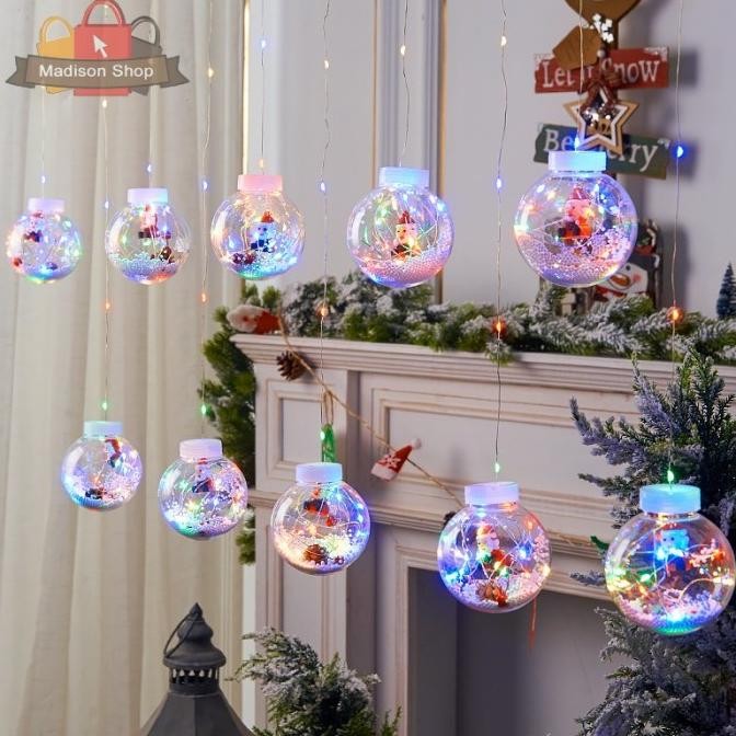 

Sale! Bola Natal Transparan Led Christmas Light Gift Dekorasi Lampu Santa