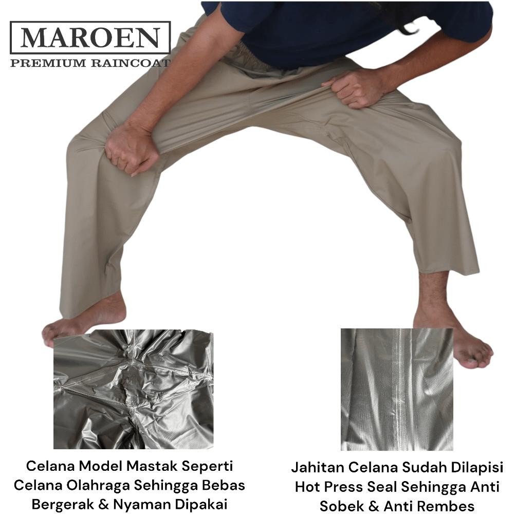 Bisa Cod Jas Hujan Maroen Setelan Pria Wanita Original Bahan Tebal Anti Rembes Jas Hujan Baju Celana