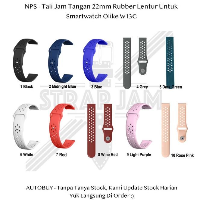 TERMURAH - NPS 22mm Strap Smartwatch Olike W13C - Tali Jam Tangan Olahraga Sporty Polos