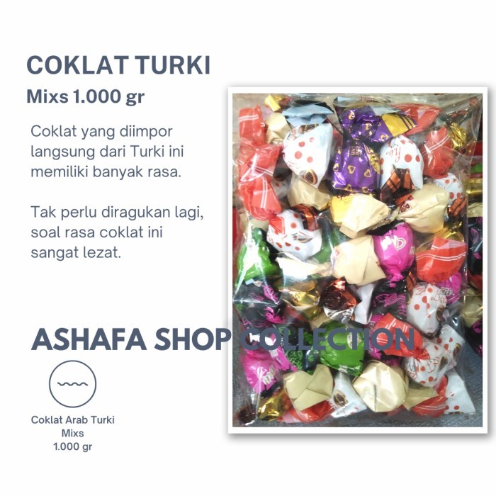 

Ready Stok - Oleh-Oleh Coklat Arab Turki Mix 1 Kg/Coklat Turky Kombinasi 1 Kg