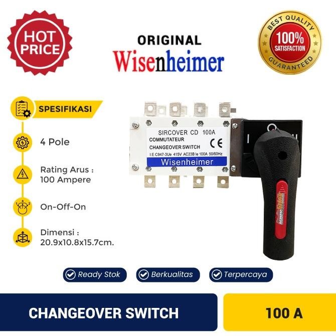 Change Over Switch 4P 100A COS Ohm Saklar Manual 100 Amper Wisenheimer