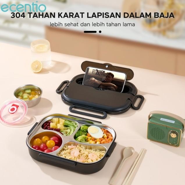 Ecentio 1L Kotak Makan Stainless 304 Tempat Makan Lunch Box 4/5 Sekat