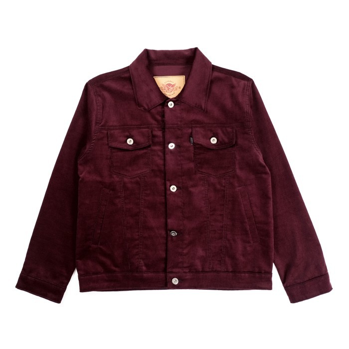 TERLARIS JAKET PRIA - EMERALD TRUCKER MAROON CORDUROY JACKET - JAKET CORDUROY - L