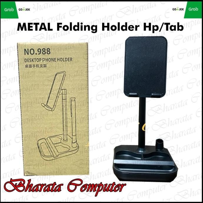 

Diskon! NO998 METAL Folding Holder Hp Ipad Tab Stand Meja Handphone Kokoh