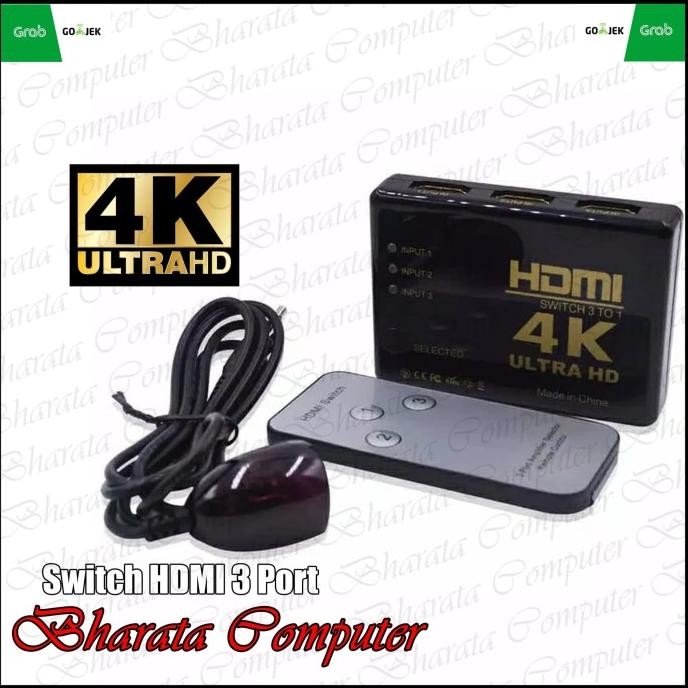 

Diskon! HDMI Switcher HDMI Swith HDMI 3 Port 4K Ultra HD with Remote