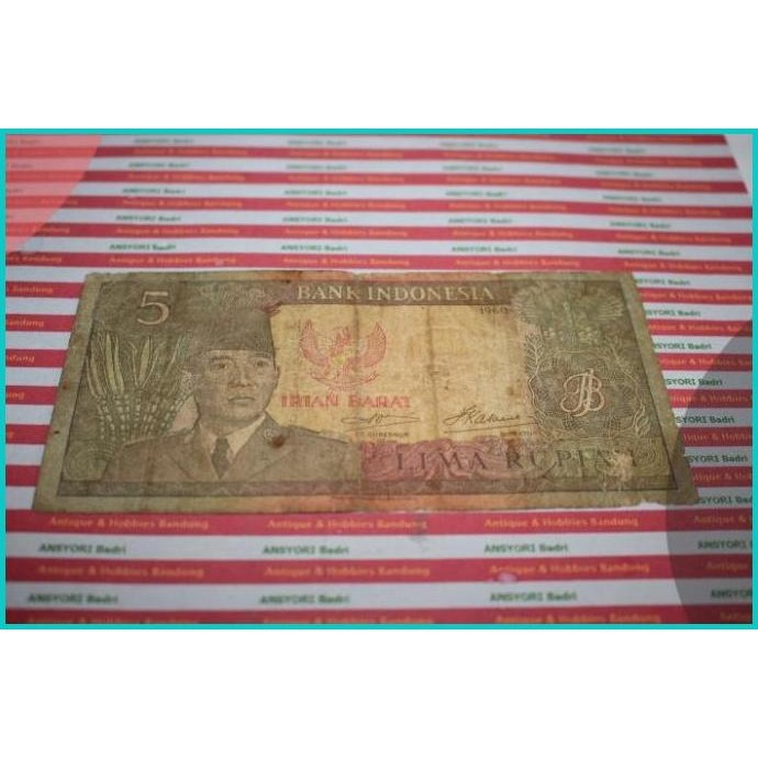 Uang Soekarno Irian Barat Rp 5 Iklan D324sh 11OKTZ4 suku cadang