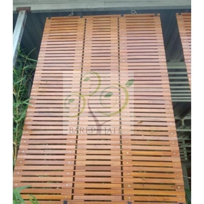 Kerai Tirai Gulung Kayu Jati Penutup Teras - Barep Jati Harga Khusus