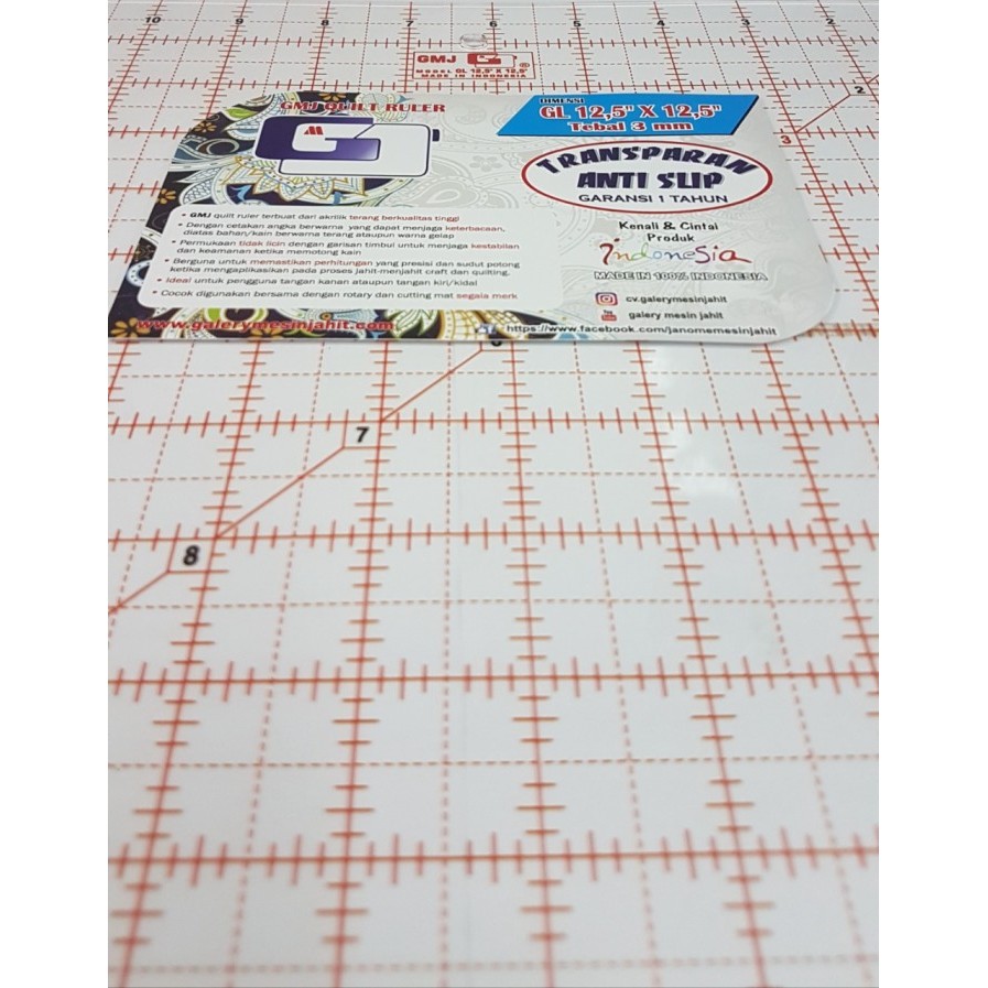 

penggaris carft dan quilting 12,5x12,5 inchi - GMJ