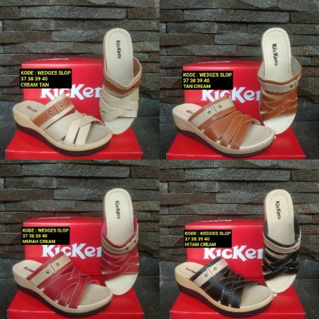 Sepatu Wanita KICKERS SLOP KICKER WANITA WEDGES SLOP HAK TINGGI HAK 5 CM SANDAL SLOP WANITA SANDAL