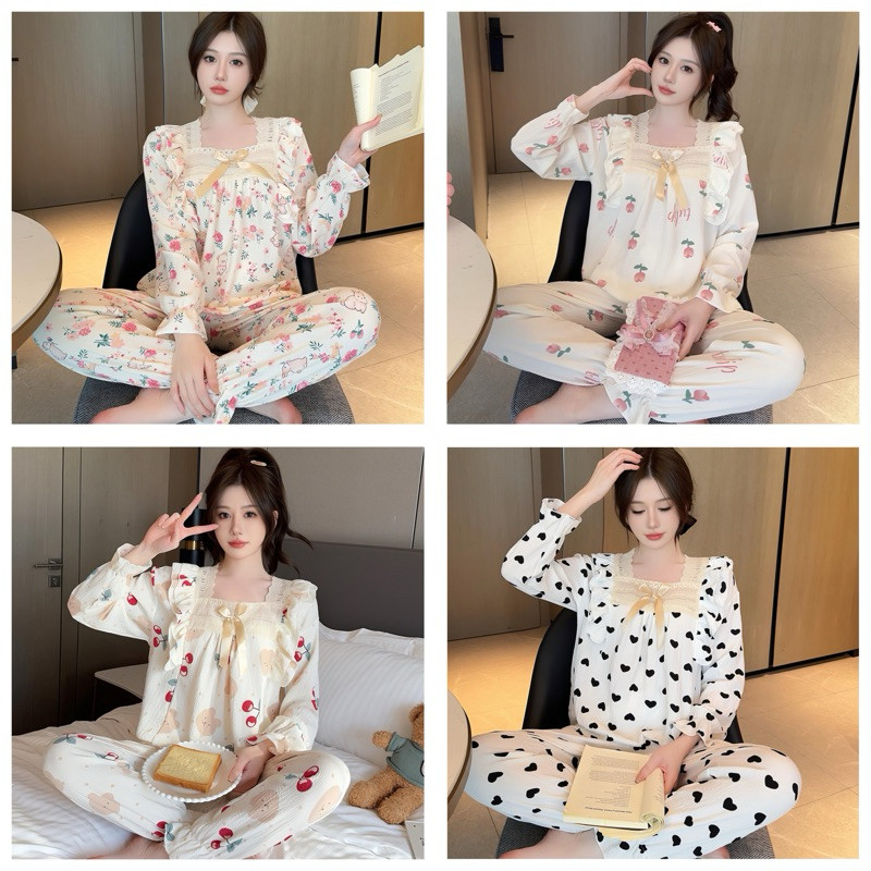 Baju Tidur Piyama friccia Baju Tidur Wanita Dewasa / Piyama Korea Bahan Premium Celana Panjang