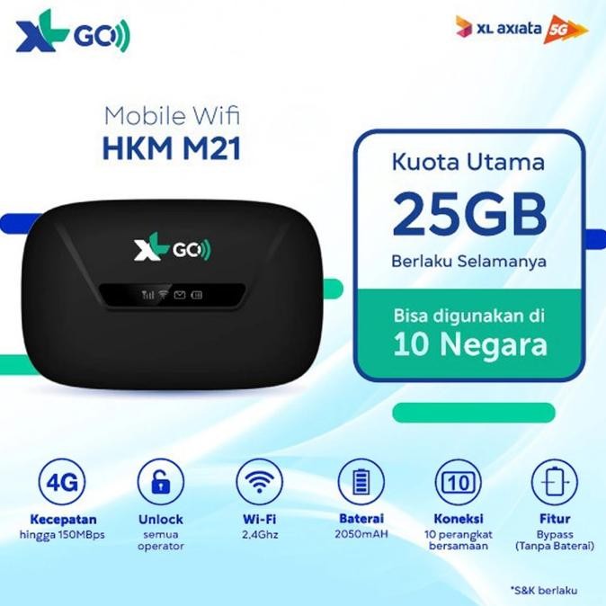 TERBARU - Modem Huawei HKM M21 Mifi Wifi XL Go Izi Unlock All Sim Free Kuota