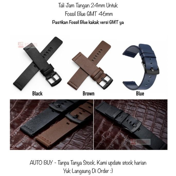 TERBARU - Modern 24mm Strap Kulit Fossil Blue GMT 46mm - Tali Jam Tangan Kulit L