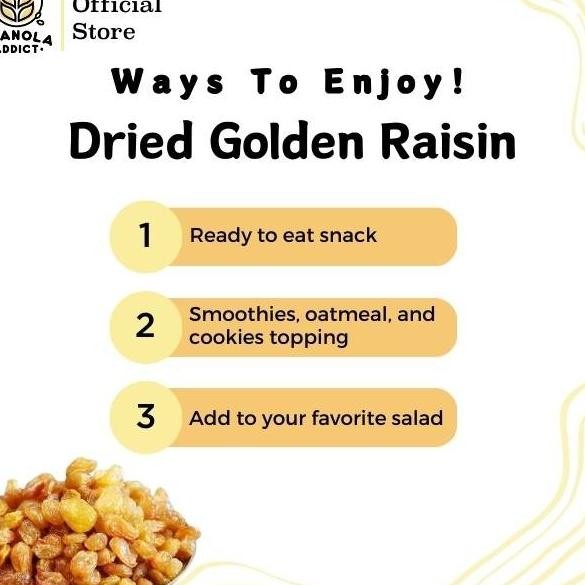 

Dried Golden Raisin / Kiss Kuning 500G - Granola Addict Ingredients