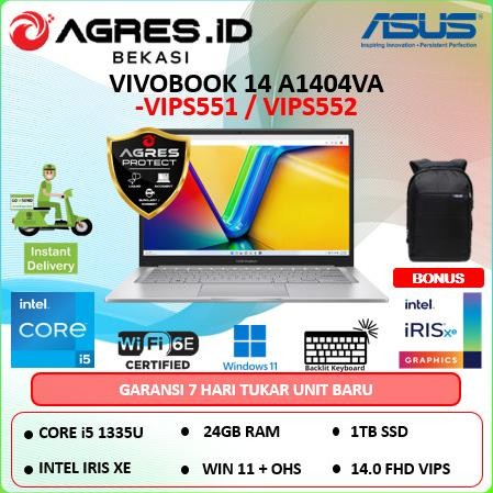 

BLUE- ASUS VIVOBOOK 14 A1404VA CORE I5 1335U RAM 24GB 1TBSSD WIN11+OHS 14.0FHD VIPS BLUE & SILVER