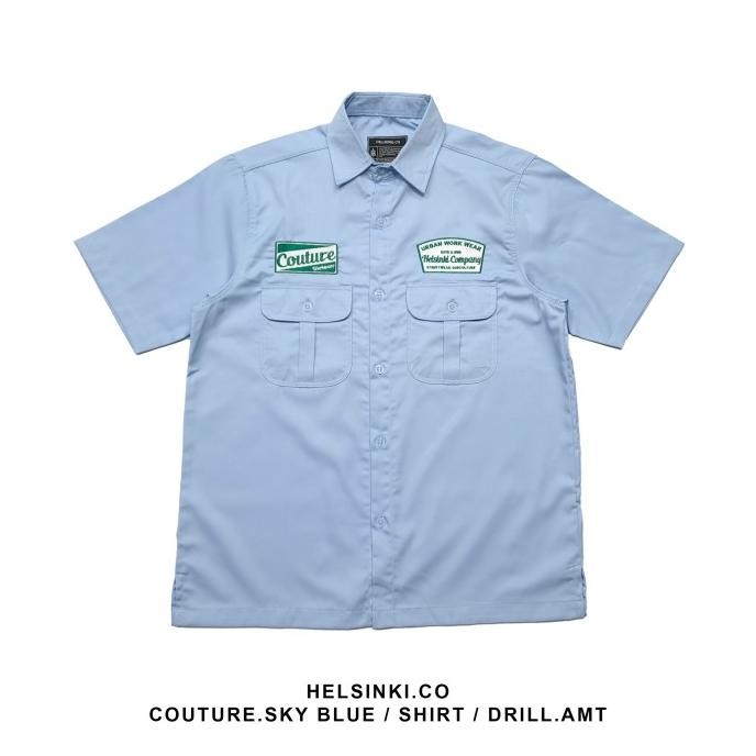 

BLUE- WORKSHIRT PRIA HELSINKI COUTURE SKY BLUE DRILL FULLBORDIR