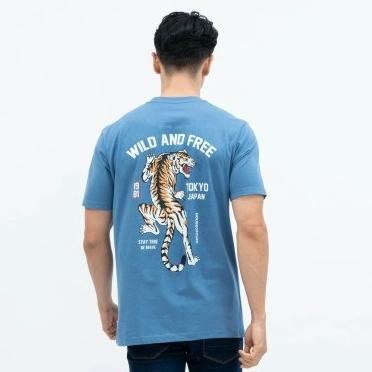 

BLUE- HOUSEOFCUFF T-SHIRT KAOS MOTIF WILD PENDEK STEEL BLUE SIZE S-4XL