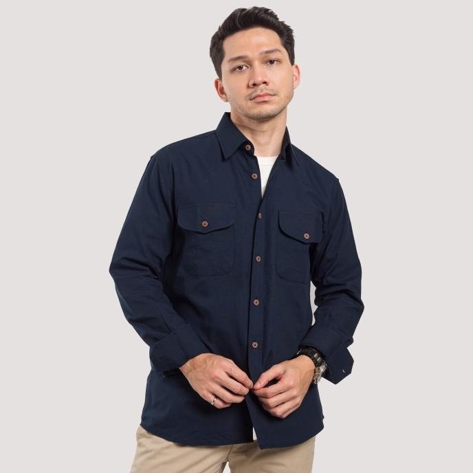 

BLUE- WOODCUTTER BASIC WORK SHIRT NAVY BLUE