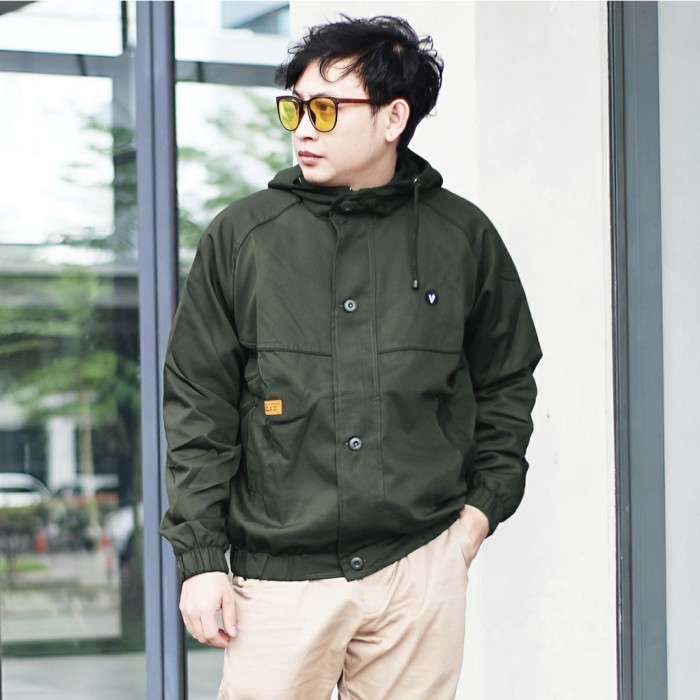 [LANGSUNG KIRIM] DREELAND X WOLV - Jaket Canvas Drill Anglan Hijau Army Pria Wanita - Hijau Army, M