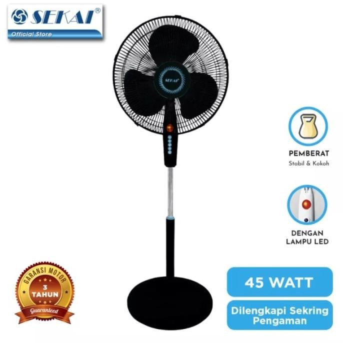 

BLUE- SEKAI KIPAS ANGIN TUMPU SFN 1621- 16 INCHI - BLACK BLUE