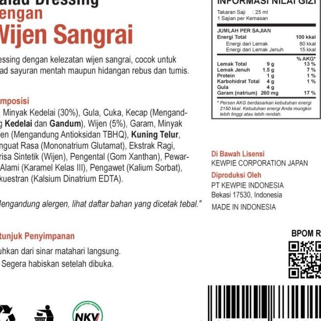 

Kewpie Salad Dressing Dengan Wijen Sangrai 500 Ml