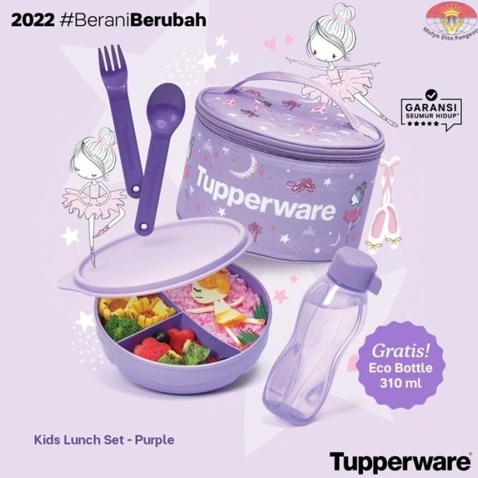 BLUE- TUPPERWARE BLUE YUMMY PINK SWEETY SET KOTAK MAKAN BEKAL ANAK