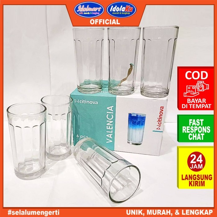IDOLMART GELAS CITINOVA VALENCIA ISI 6 PCS / GELAS SET ISI 6
