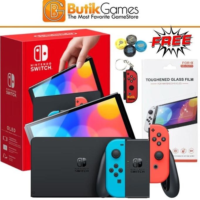 

BLUE- NINTENDO SWITCH OLED CONSOLE MESIN NEON RED BLUE + TEMPERED GLASS