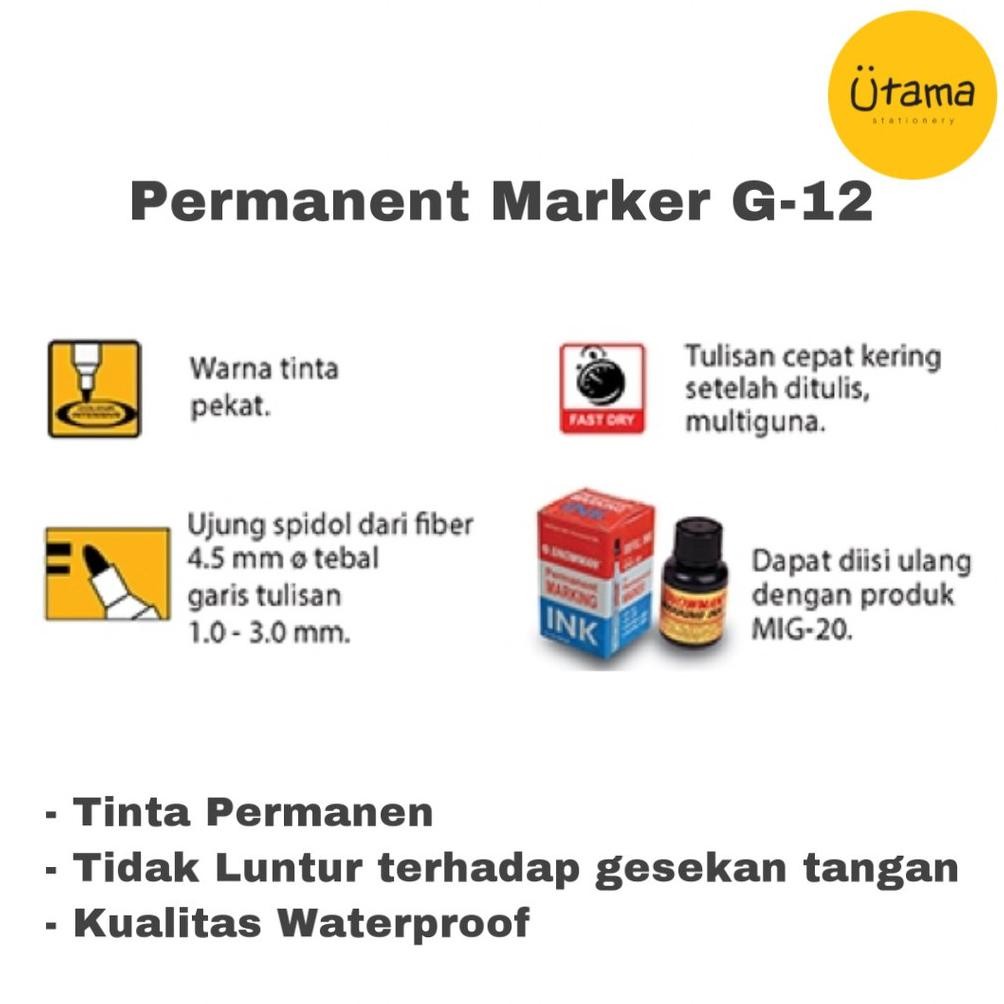

Discount Spidol Snowman Permanen G-12 Hitam/Permanent Marker G12 Black (Grosir 6Pcs @6.250)