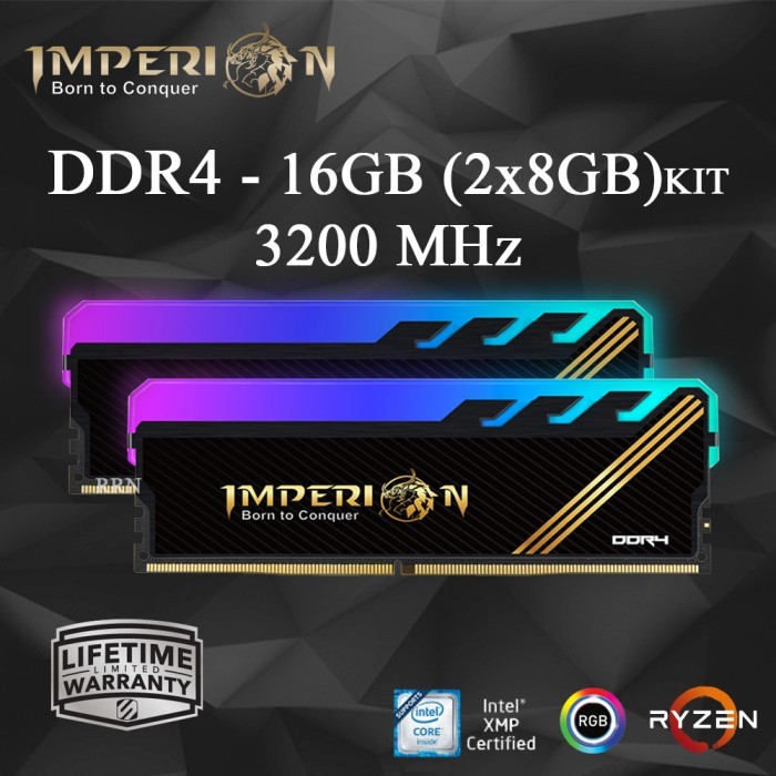 RAM IMPERION RGB DDR4 16GB (2X8GB) 3200MHz KIT RAM PC RGB GAMING RESMI