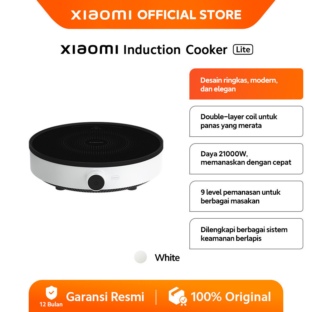 Xiaomi Induction Cooker Lite | Ringkas, Modern & Elegan | 9 Level pemanasan | Daya 2100W memanaskan 
