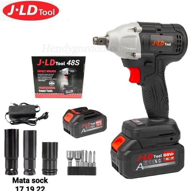 jld 13mm cordless impact wrench brushless 350n.m impact baterai 88vf mesin bor jv88 untuk baut mobil