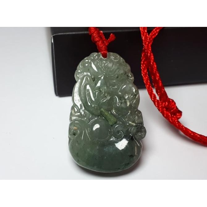 tali - vee kalung tali liontin pria wanita batu giok burma model shio kuda