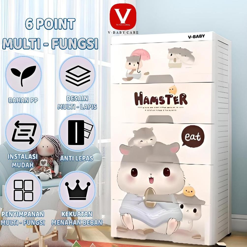 V-Baby Care Lemari Plastik Anak/Lemari Plastik Bayi/Lemari Pakaian Anak/Lemari Anak Premium/Lemari B