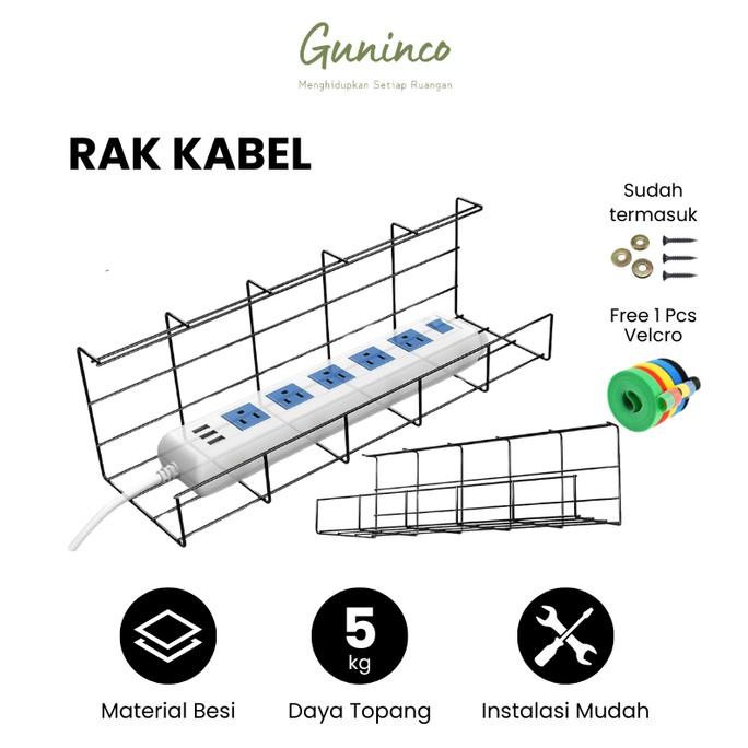 Guninco RAK KABEL / Rak Organizer Kabel / Tempat kabel samping meja anti karat Garansi