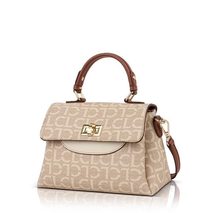 TAS WANITA LES CATINO ONDINE LCCL FLAP TH MONOGRAM - BEIGE/TUR.SHL/WHTSWN SHOULDER BAG WAISTBAG SLIN