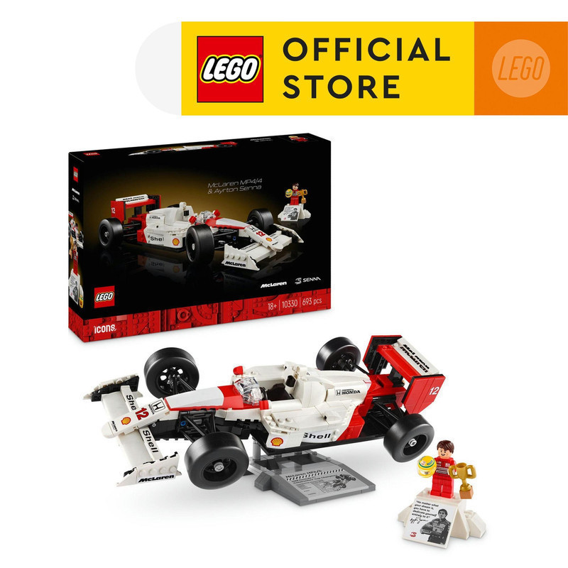 LEGO Icons 10330 McLaren MP4/4 & Ayrton Senna (693 Pieces) Mainan Susunan Balok (18 Tahun+)