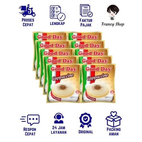 

Paket Murah Good Day Cappucino Kopi Instant Sachet 1 Renceng 25 gr x10 pcs